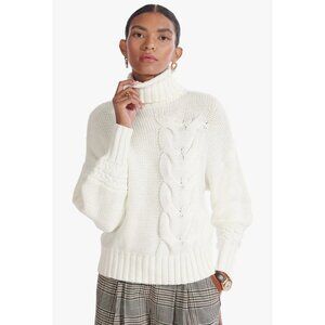 Staud Hit Cable Knit Oversized Sweater Ivory Size XS